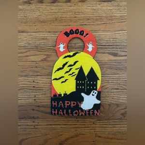 Homemade Vintage Halloween Door Knob Hang Decoration with Glitter Accents
